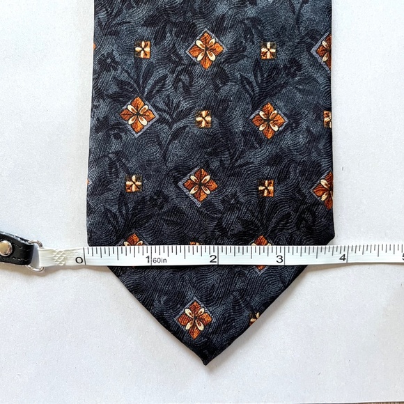 Villa Bolgheri Mens 100% Silk Tie Made in Italy Floral Geo Patterned Dark Navy - Picture 9 of 10